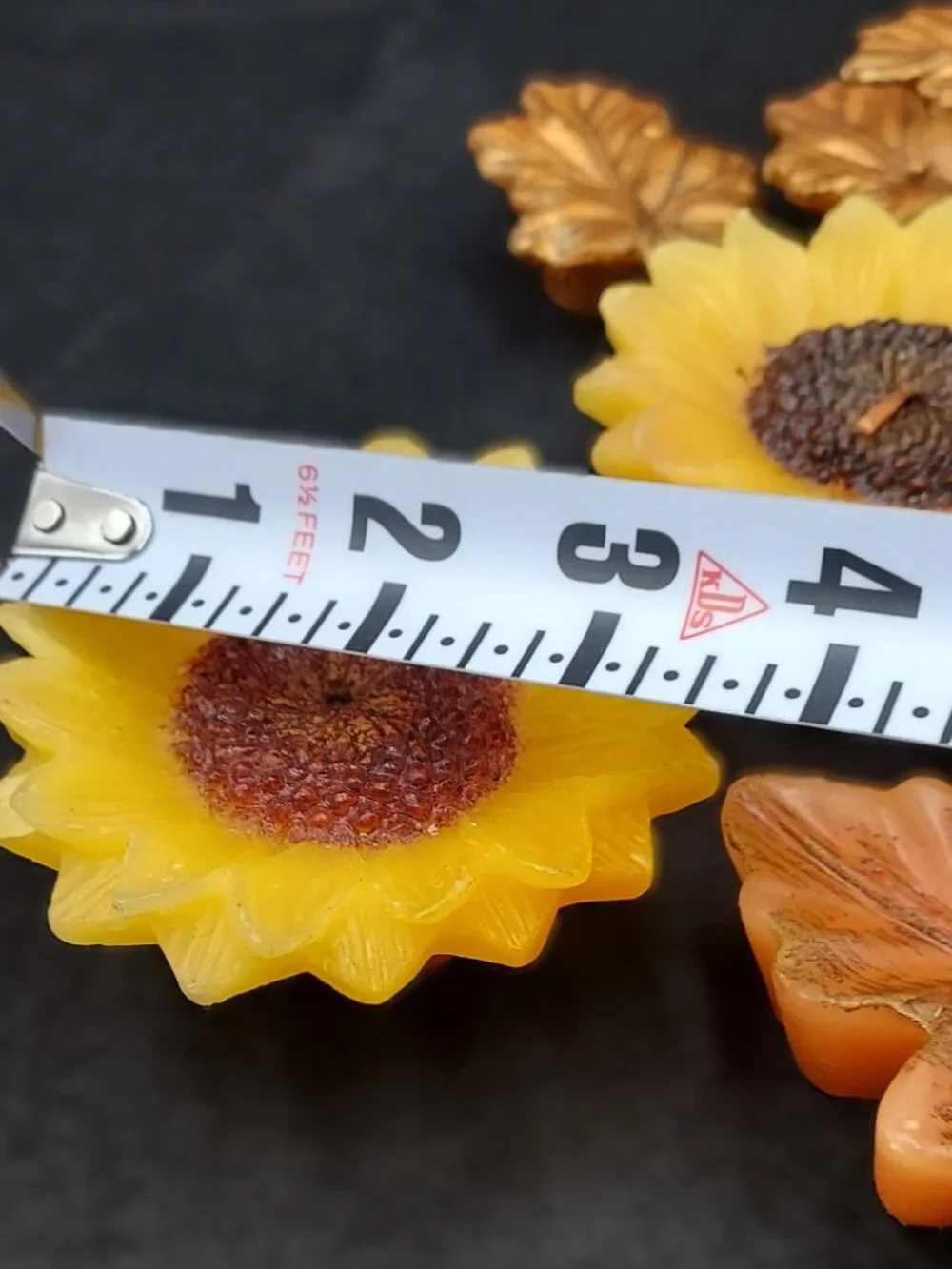 Vintage Fall Decor Bright Yellow Sunflowers & Fall Leaves Candles Set of 8